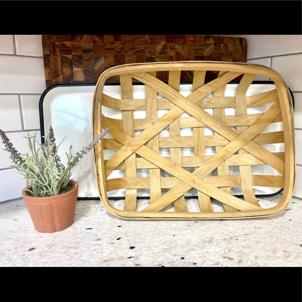 Farmhouse Medium Tobacco Basket 15 X 12 X 3